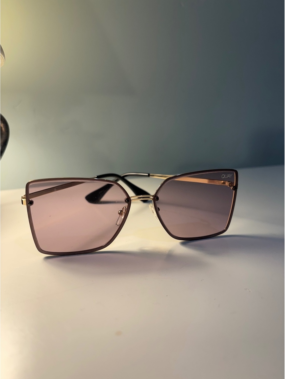 Quay Oversized Square Sunglasses with Purple Tinted Lenses